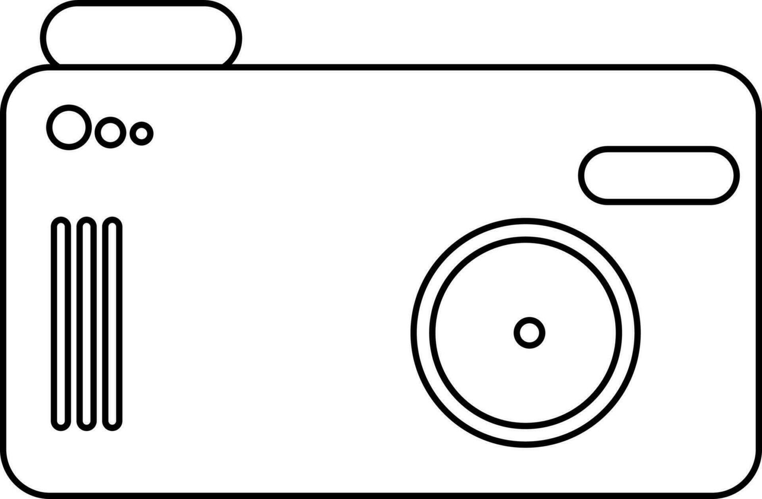 Black line art illustration of a camera. vector