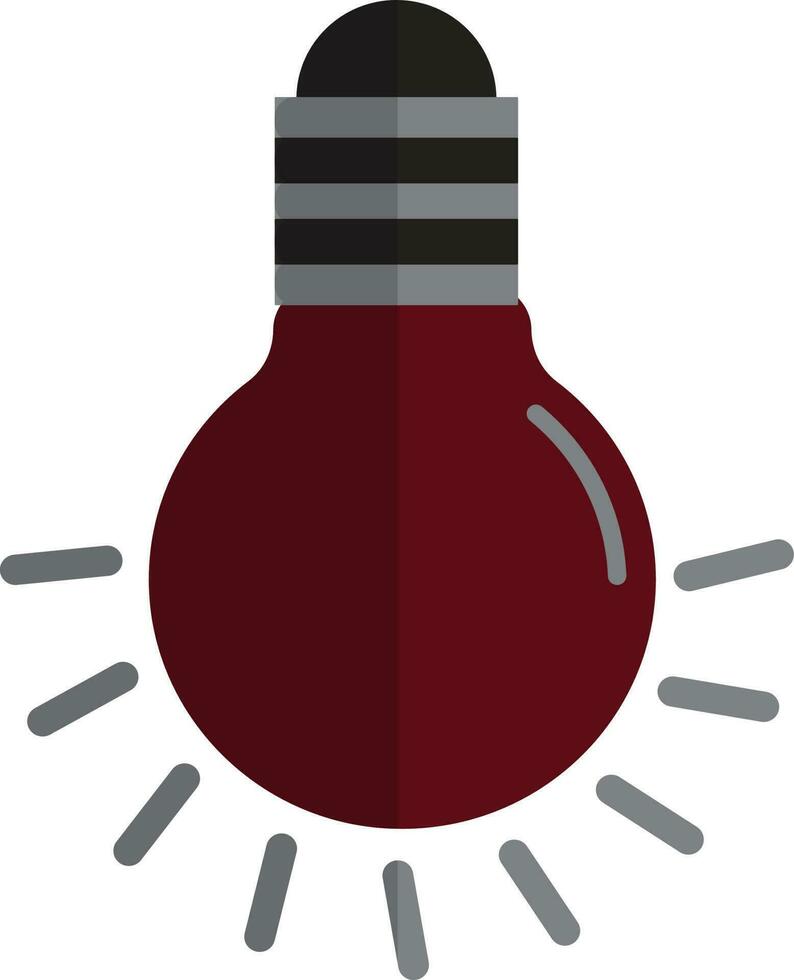 Brown and black lighting bulb with grey rays. vector