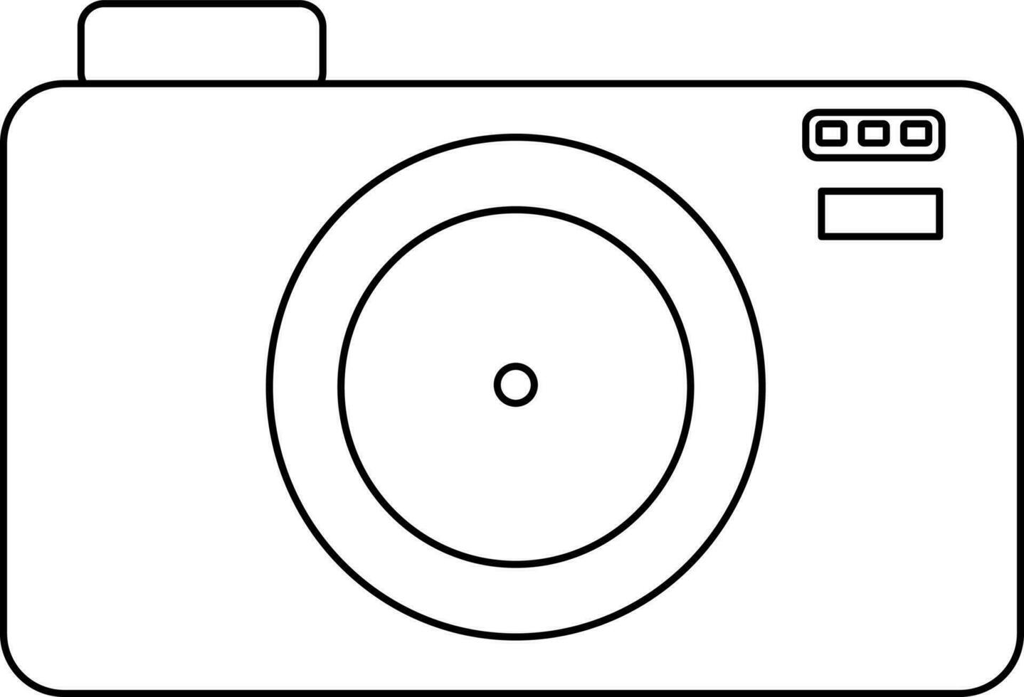 Black line art flat style camera. vector