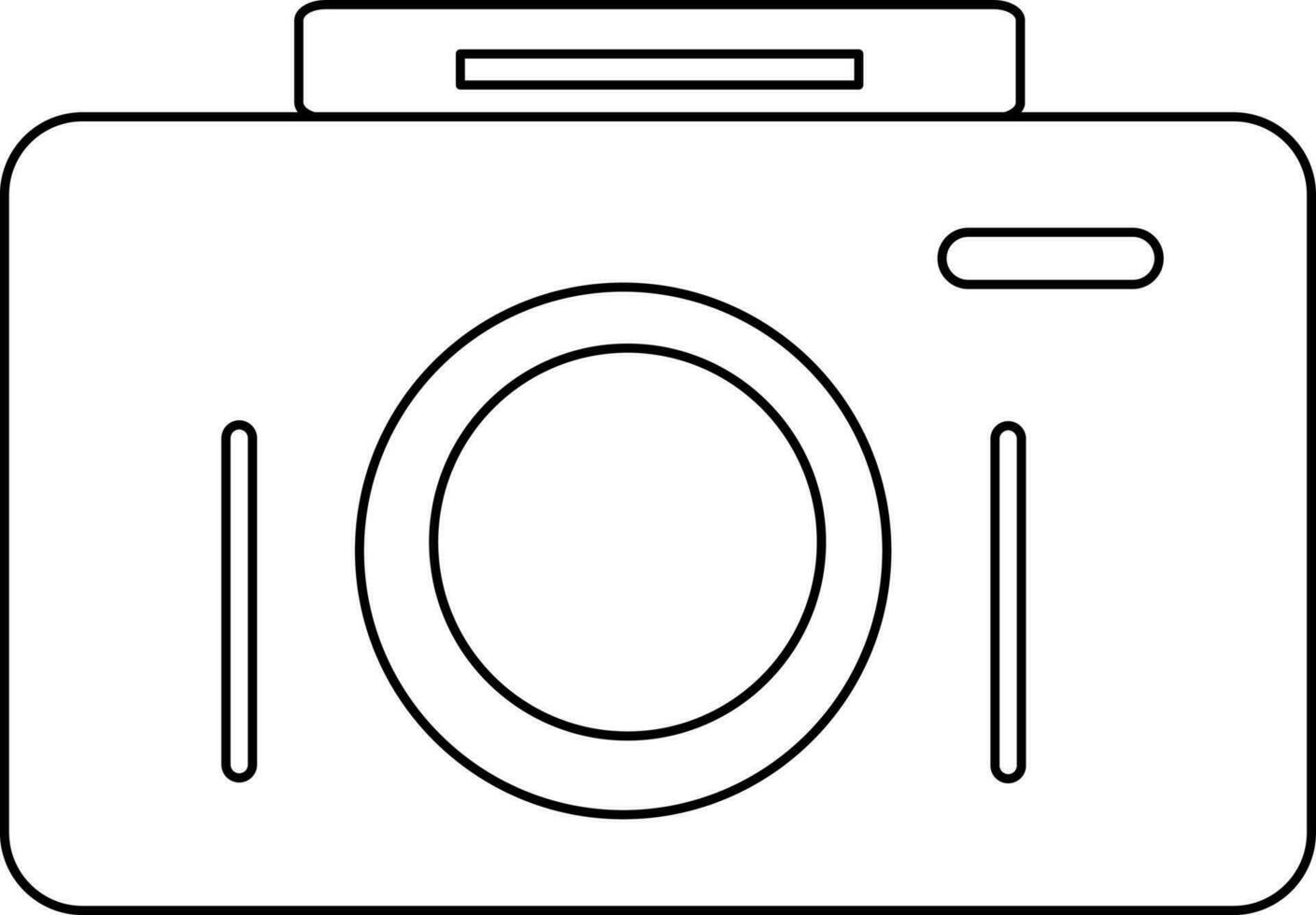 Flat style camera in black line art illustration. vector