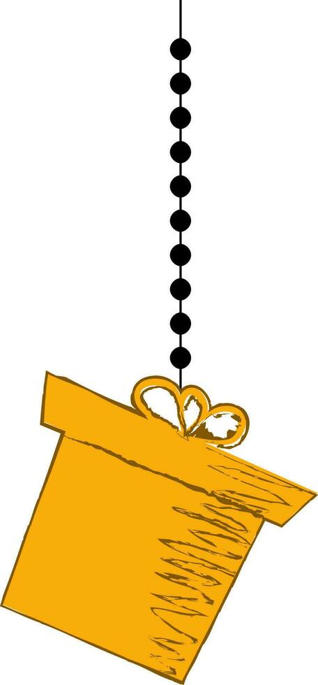 Hanging gift box yellow in flat style. vector