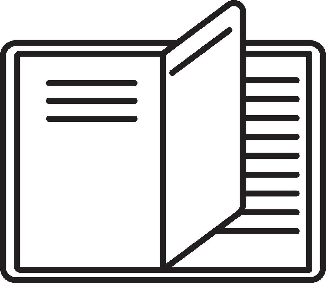 Open Book icon in black line art. vector