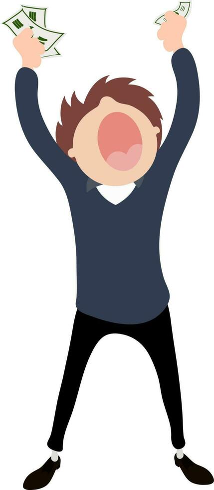 Shouting man with money. vector