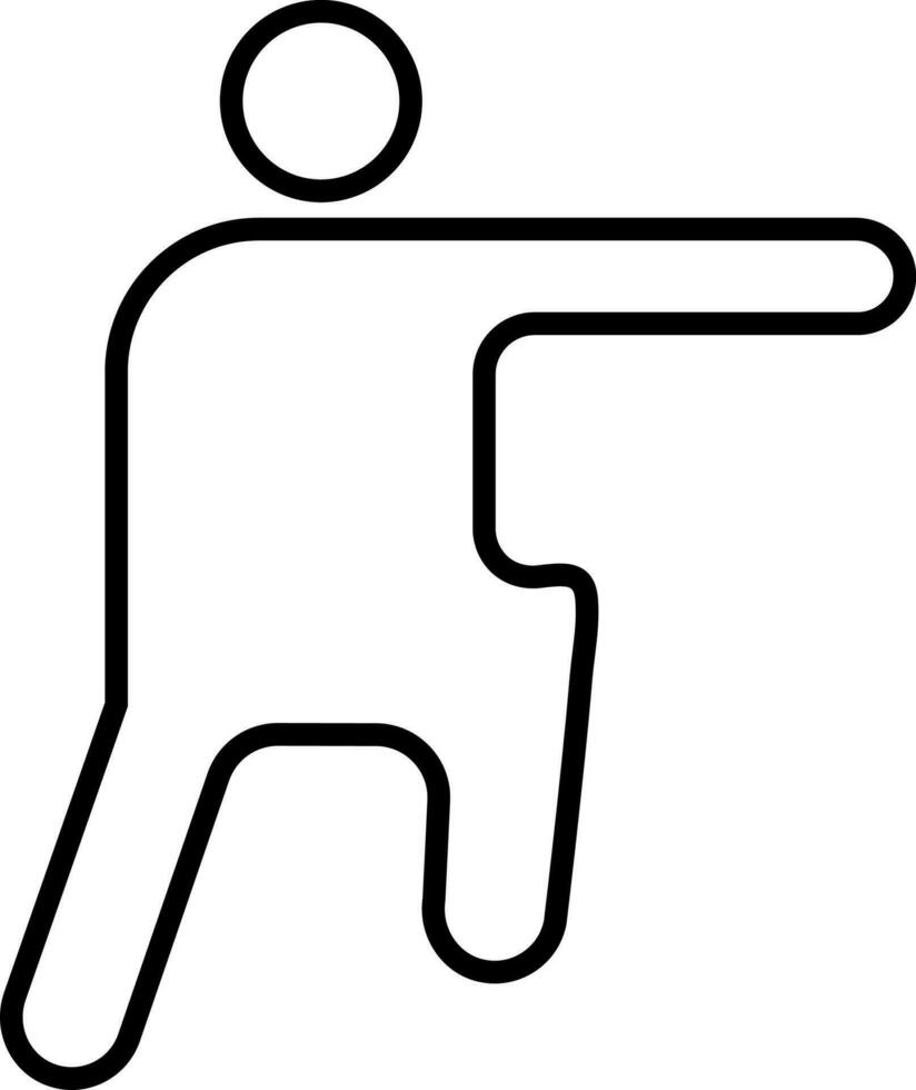 Character of a man performing yoga in black line art. vector