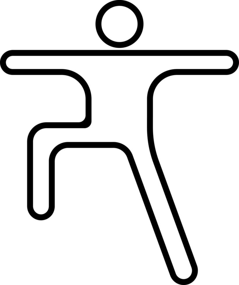 Black line art faceless man balancing position. vector