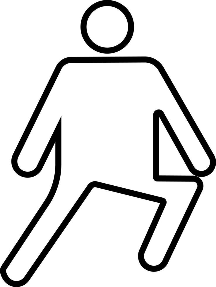 Character of a man performing yoga in black line art. vector