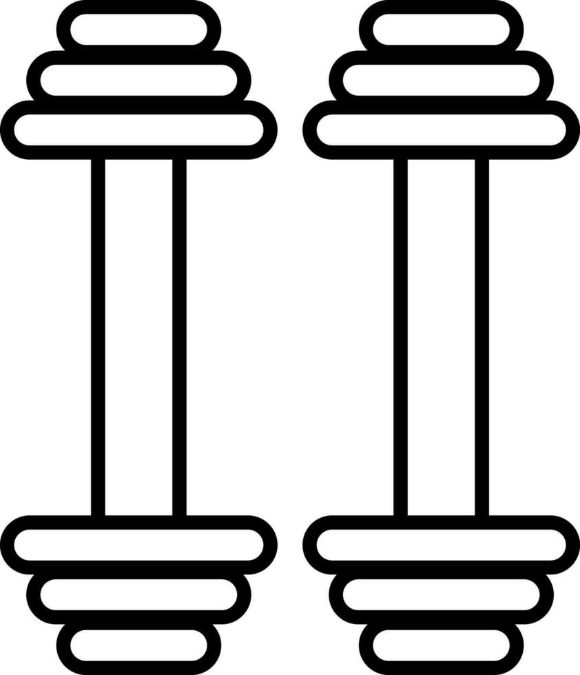 Flat style dumbbell in black line art. vector