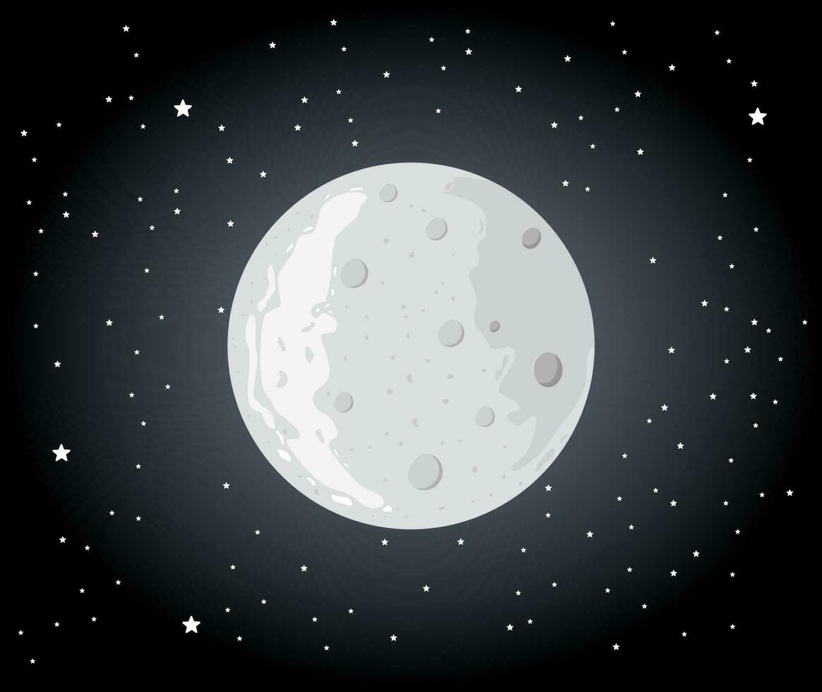 moon vector in night sky with stars