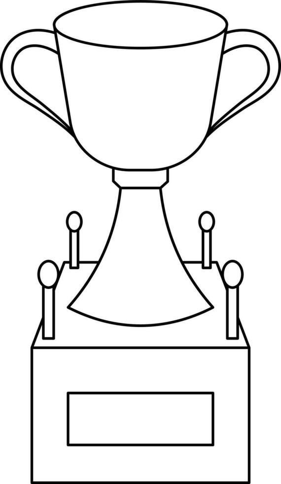 Black line art winner trophy cup on podium. vector