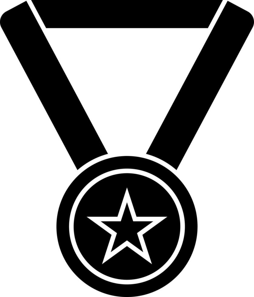 Black and White hanging medal with star icon. vector