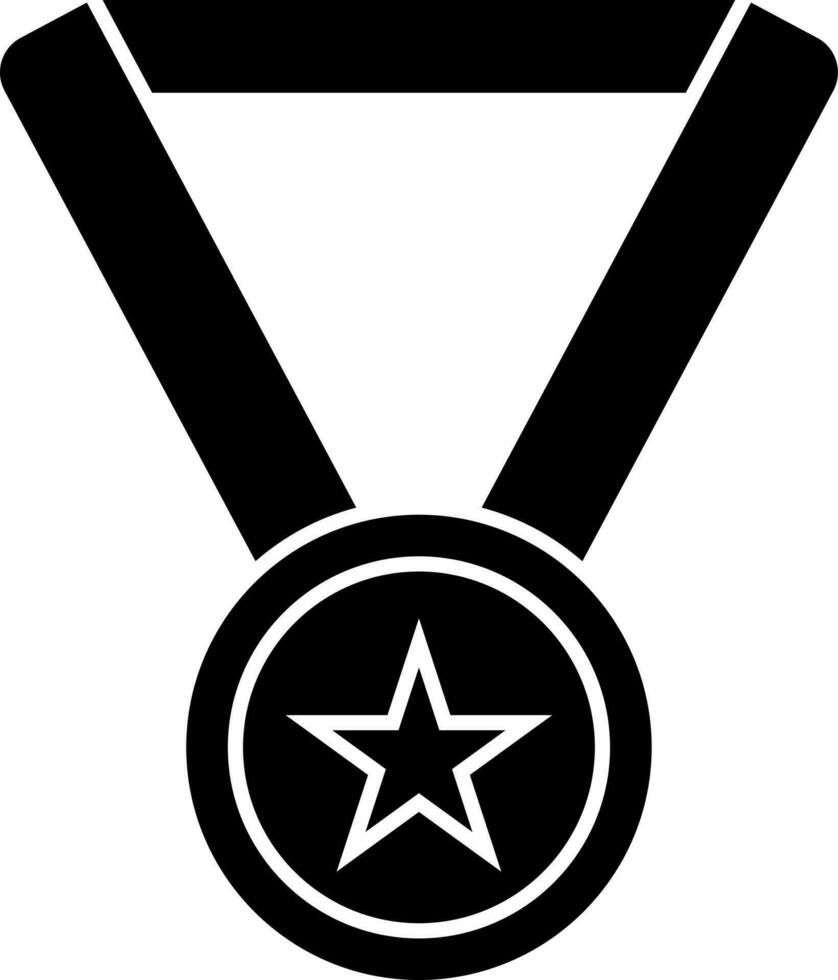 negro y blanco colgando medalla con estrella icono. vector