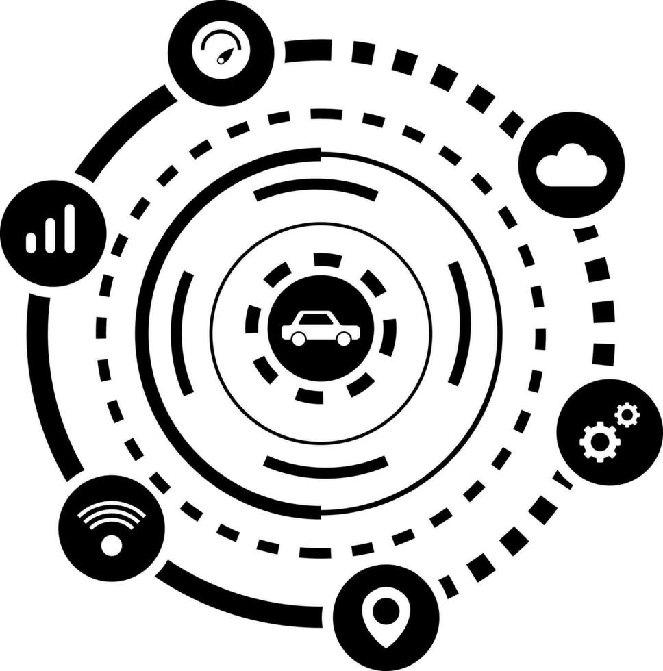 Aoutonomous or AI car cockpit icon or symbol. vector
