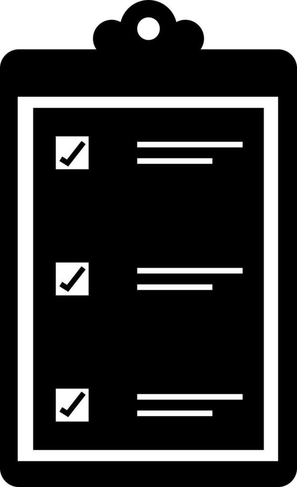 Black and white checklist icon in flat style. vector