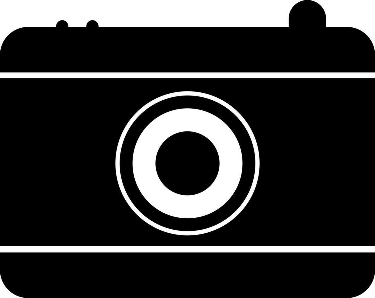 Black and white digital camera icon in flat style. vector