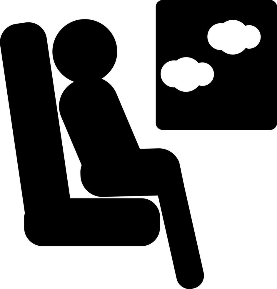 Window seat icon or symbol in Black and White color. vector