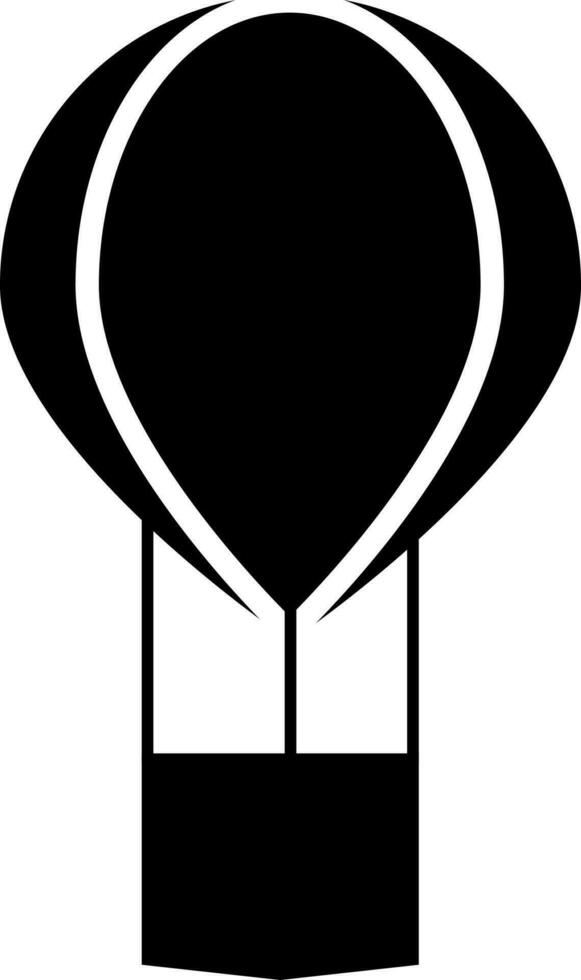 Black and White air balloon icon in flat style. vector