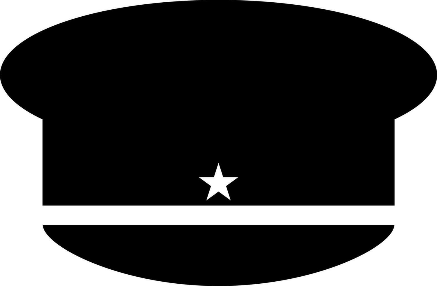 White star decorated black police cap icon. vector