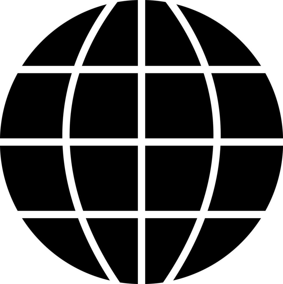 Black and White earth globe icon in flat style. vector