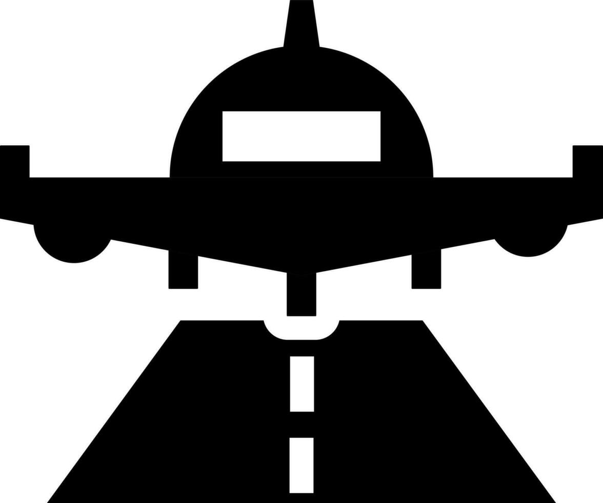Black and White illustration of runway icon in flat style. vector