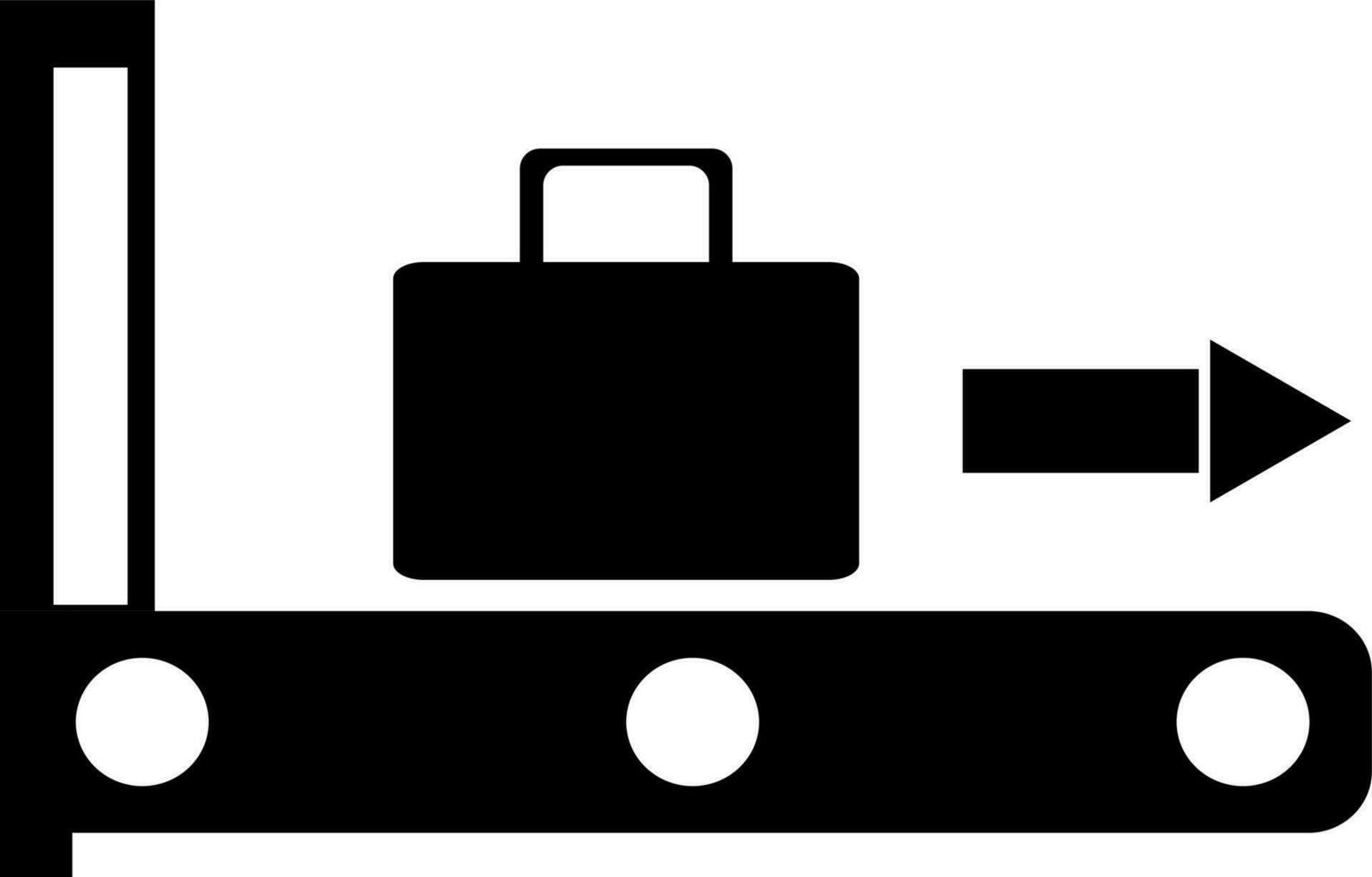 Glyph icon of briefcase on conveyor belt. vector