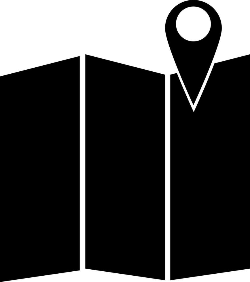 Black map navigation icon in flat style. vector