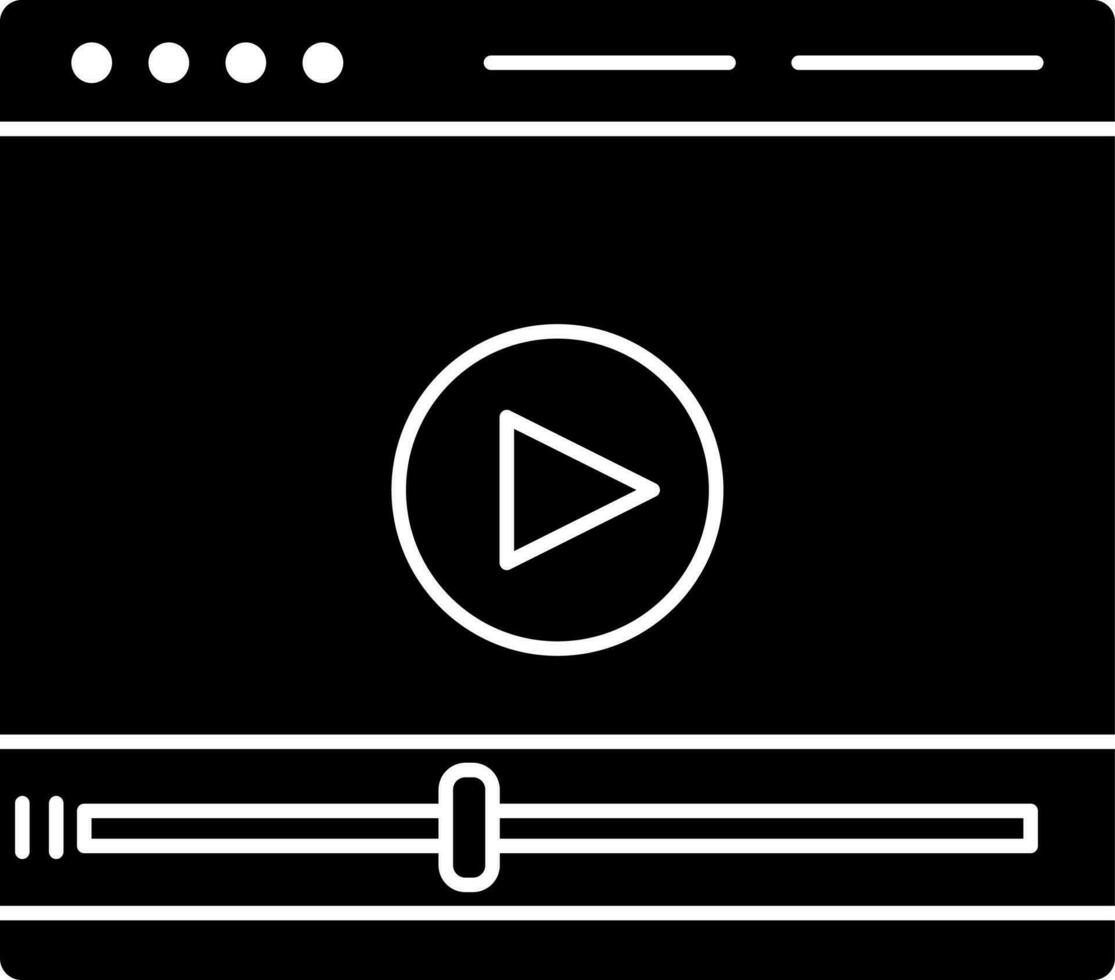 Online video streaming icon in Black and White color. vector