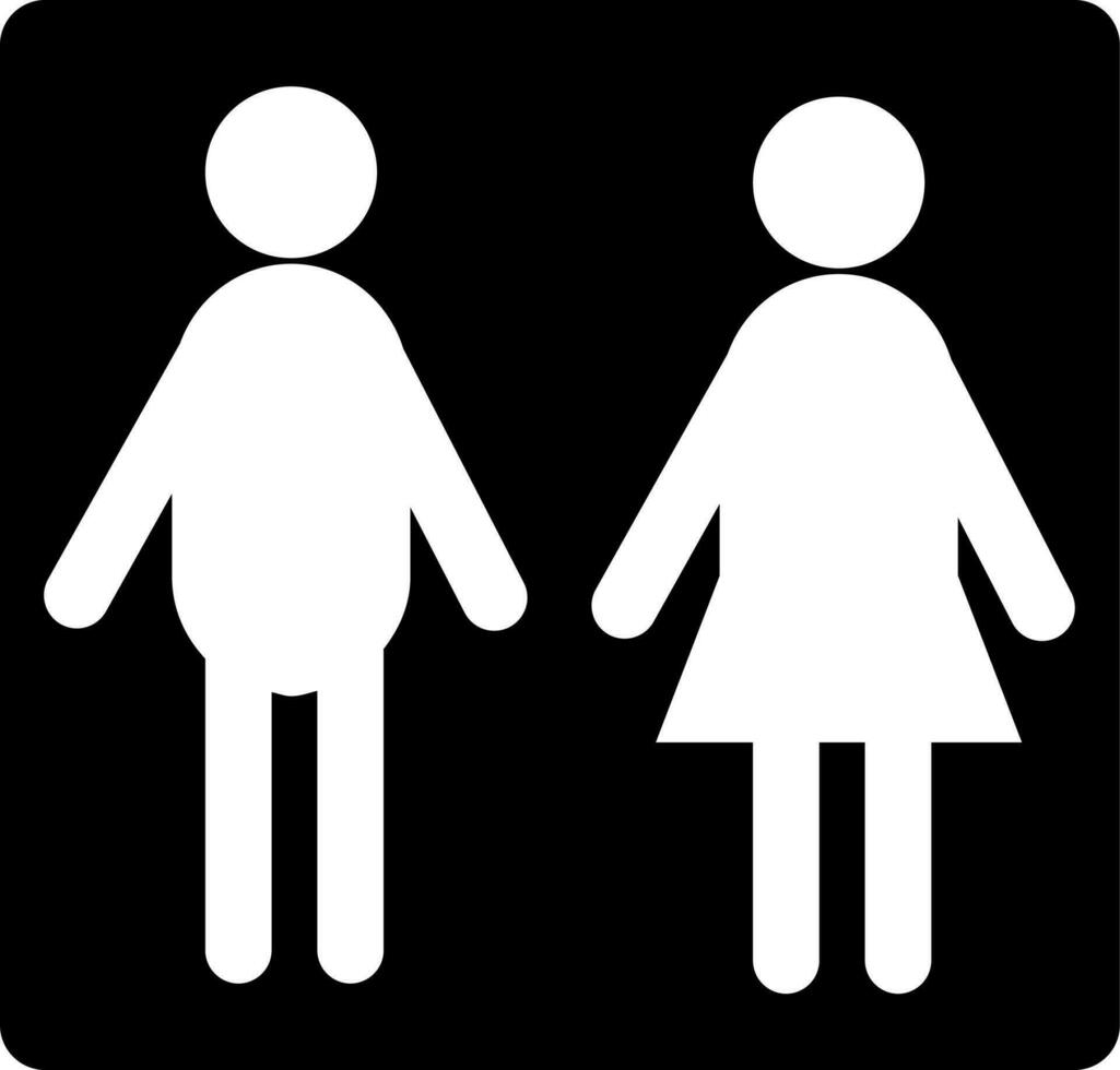 negro y blanco icono o símbolo de separar baño para masculino y femenino. vector