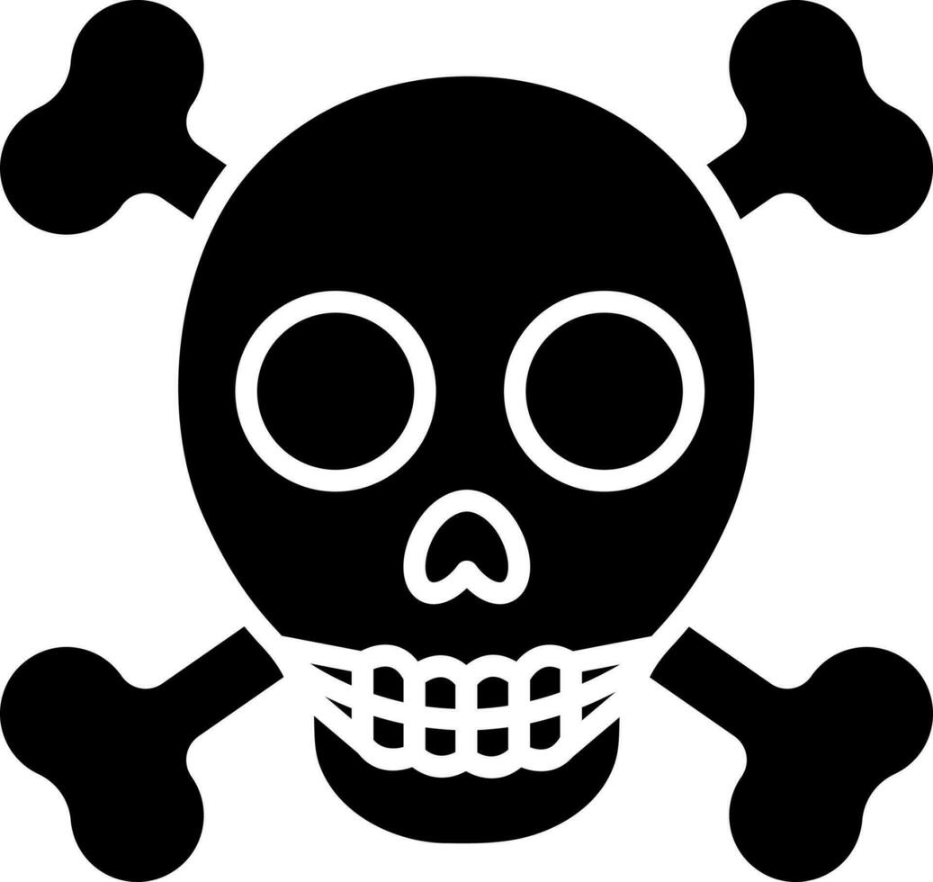 cráneo con crossbone icono en negro y blanco color. vector