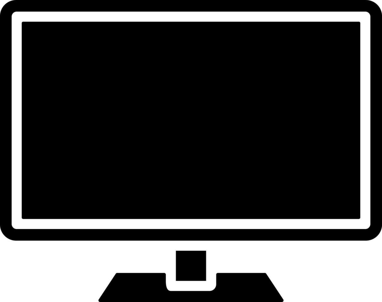 Black and White illustration of computer icon. vector