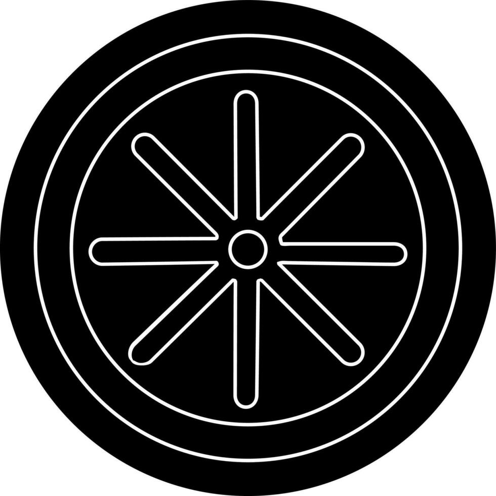 Black and White wheel in flat style. vector