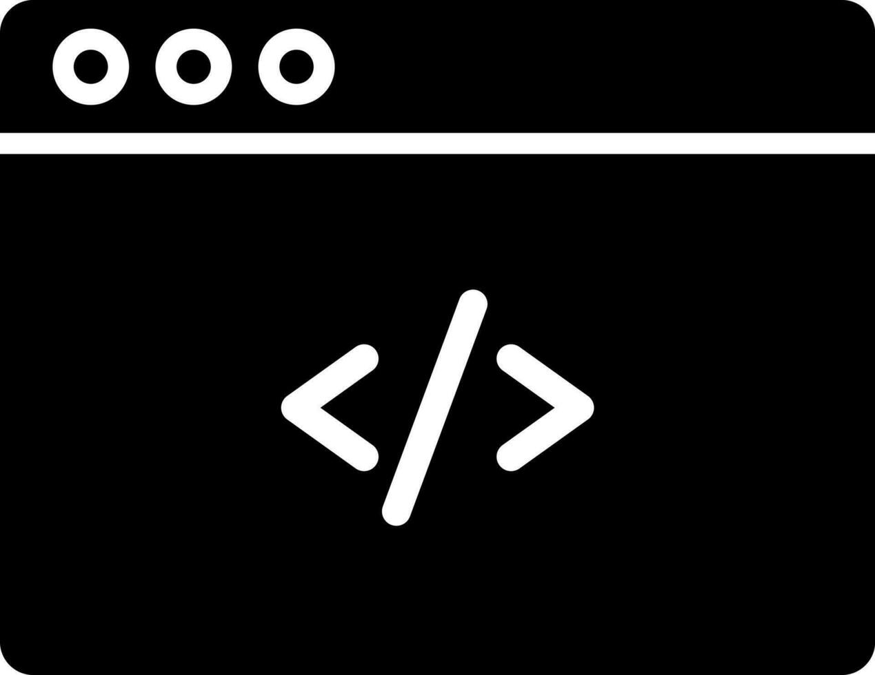 web programación o codificación icono en negro y blanco color. vector