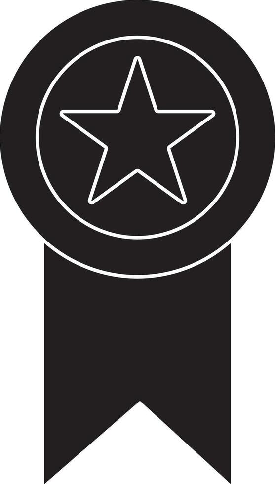 Star decorated Black and White badge with ribbon. vector