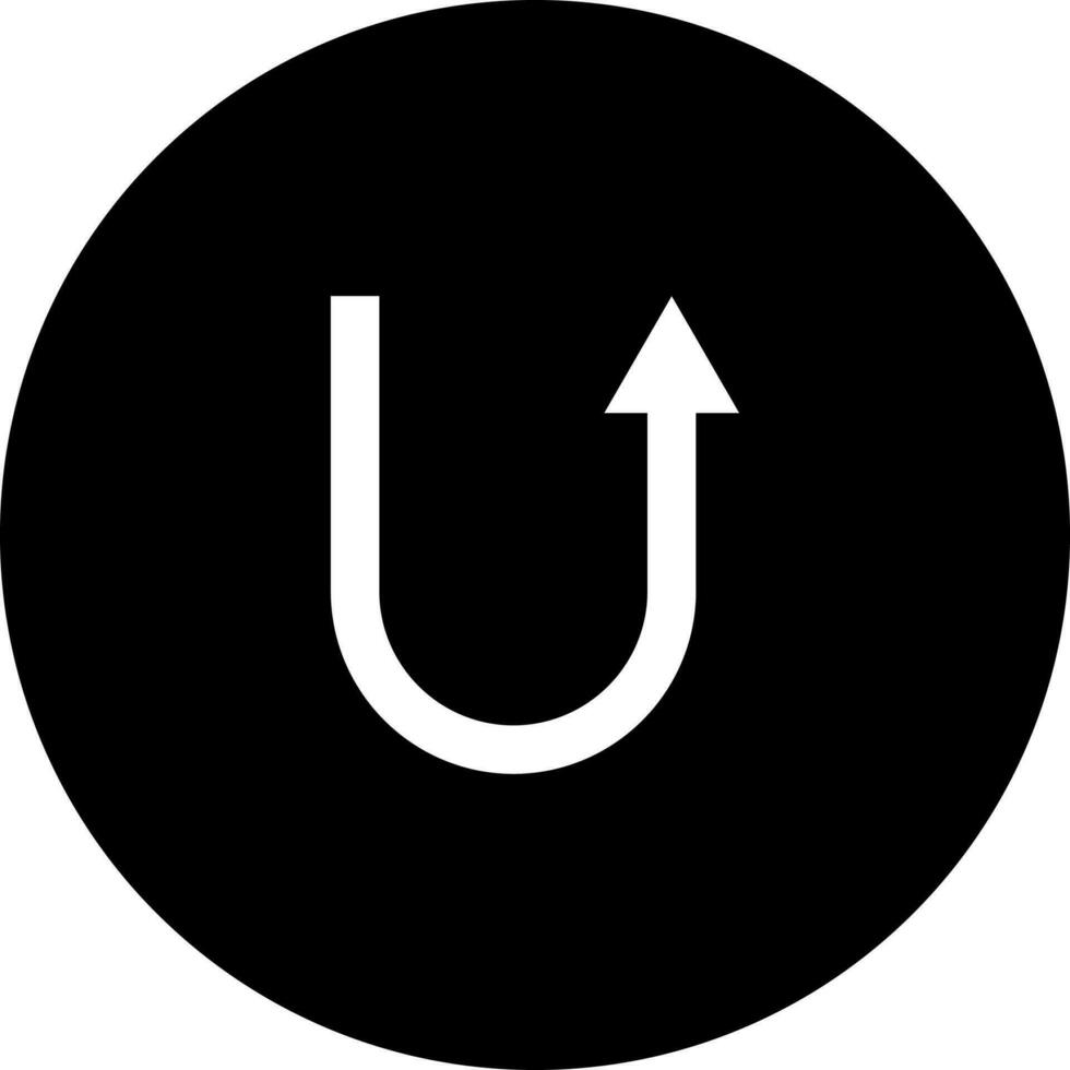 UP curved arrow glyph icon or symbol. vector