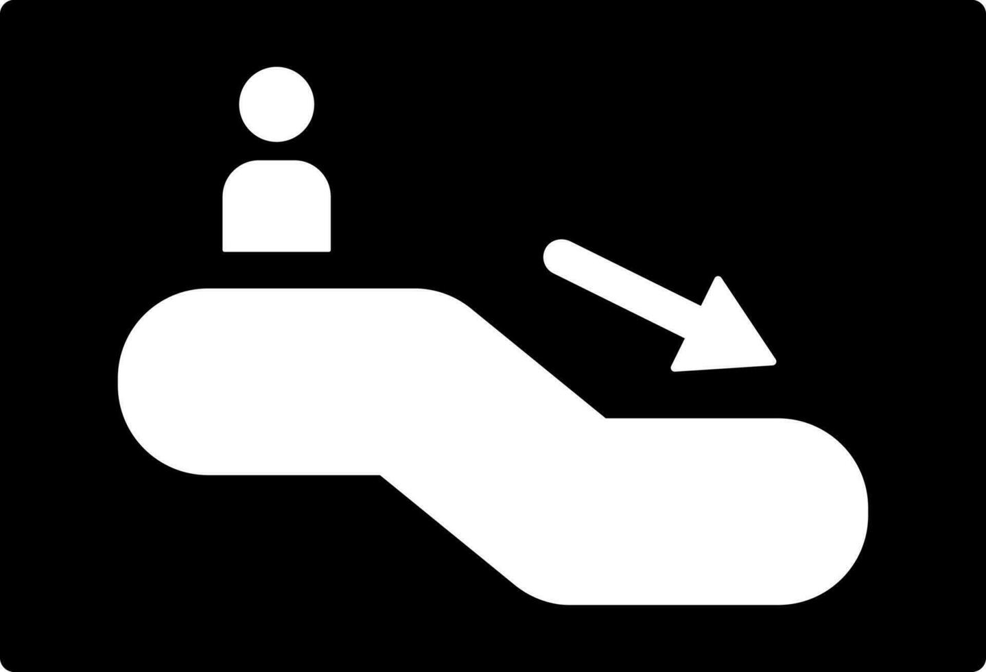Human down on escalator icon or symbol. vector