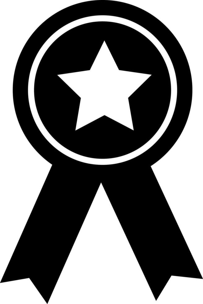 Star decorated Black and White badge with ribbon. vector