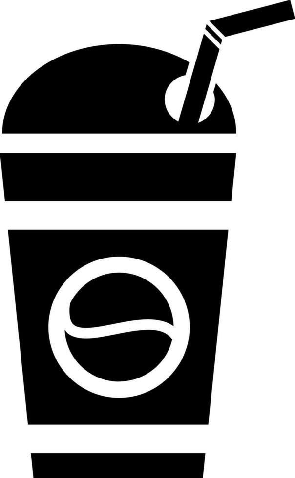 Black and White paper cup glyph icon or symbol. vector