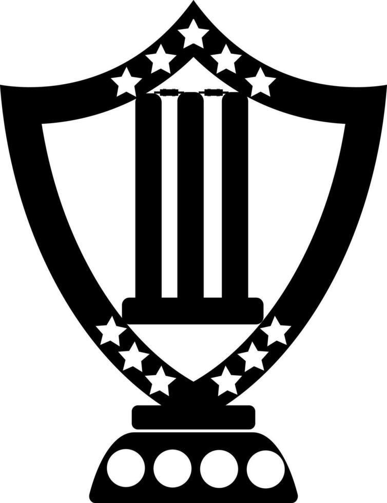 Wicket in Black and White stars decorated shield trophy award. vector