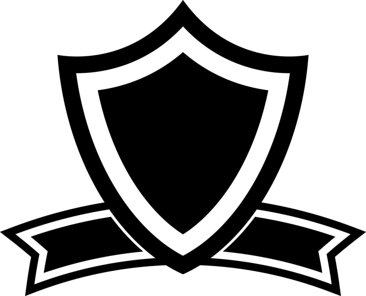 Black and White shield badge with blank ribbon. vector