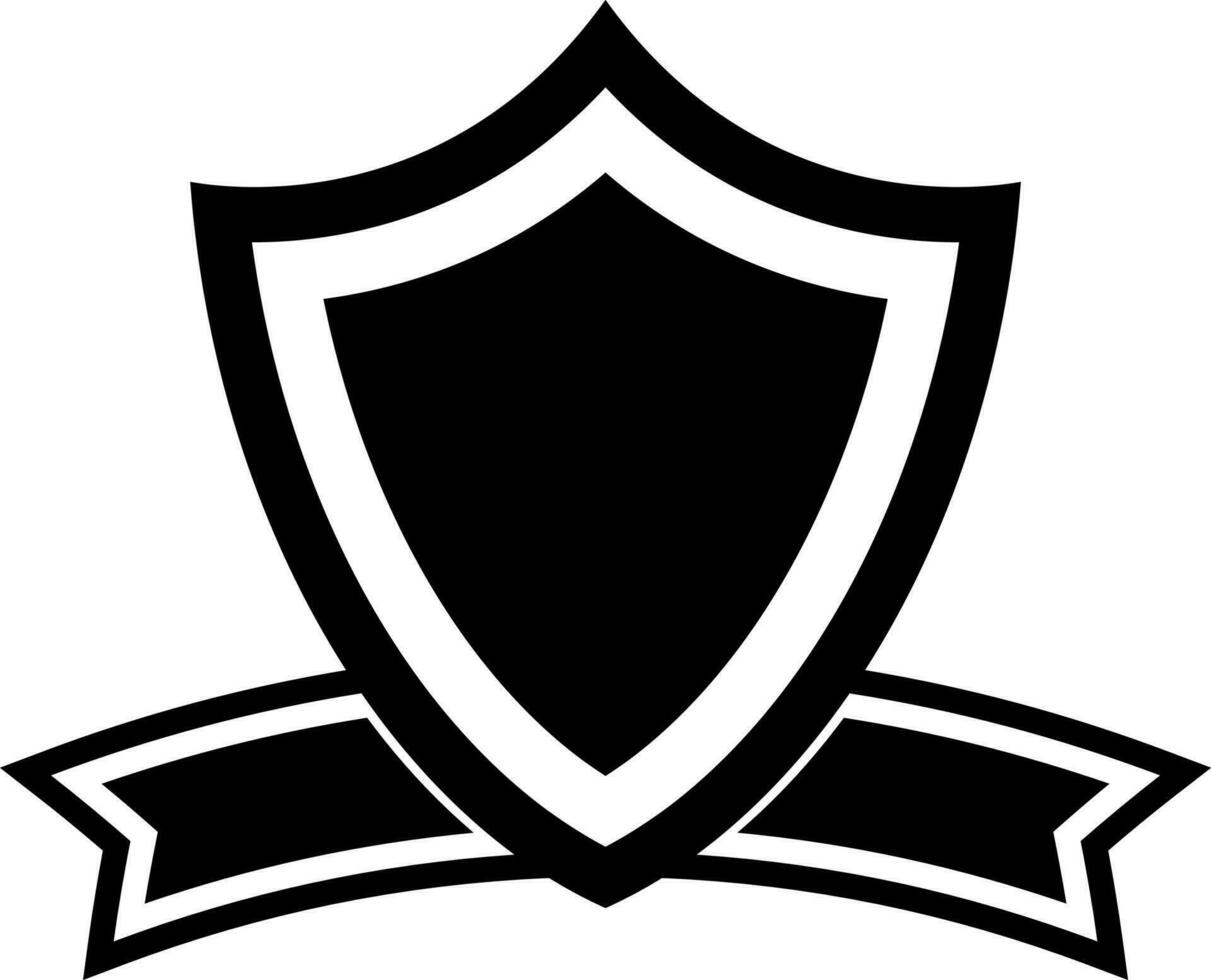 Black and White shield badge with blank ribbon. vector