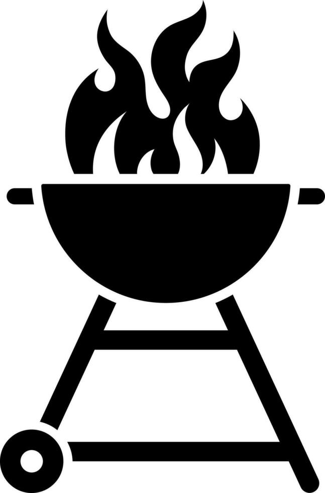 parrilla icono en negro y blanco color. vector