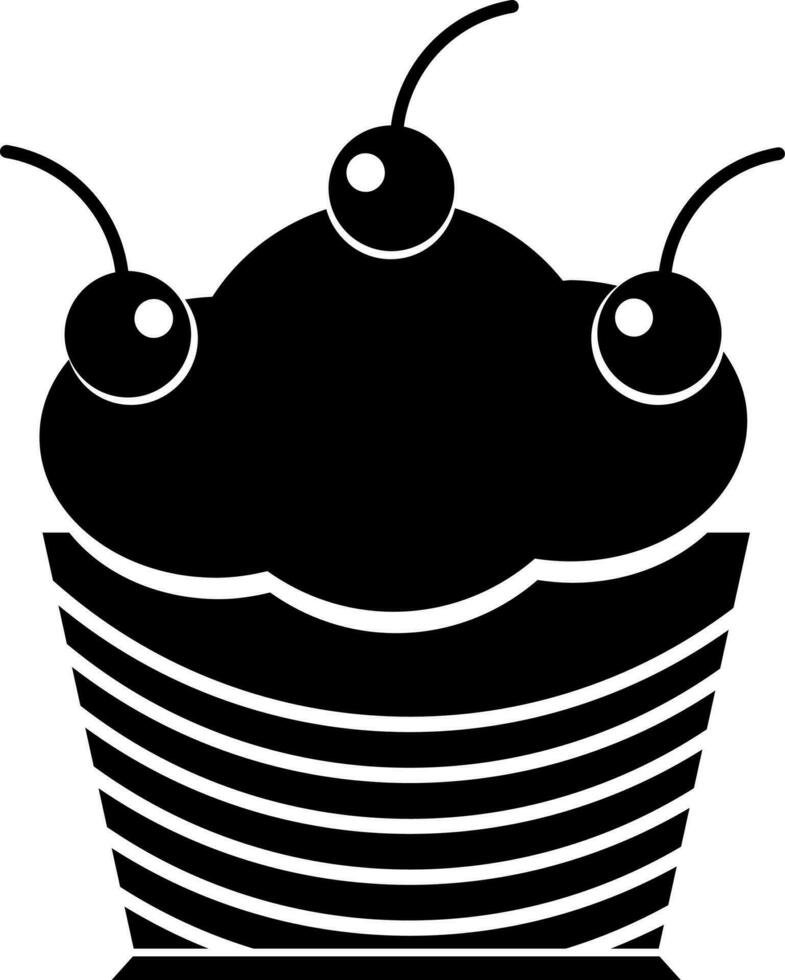 Cupcake glyph icon in Black and White color. vector
