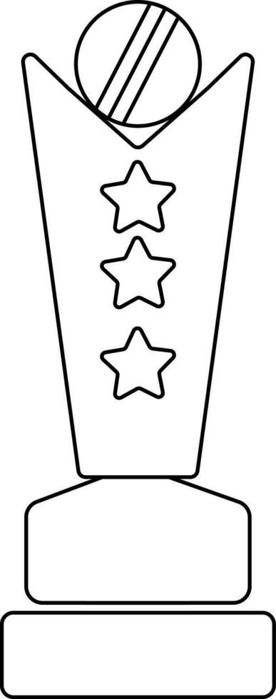 Stars decorated black line art sport award. vector