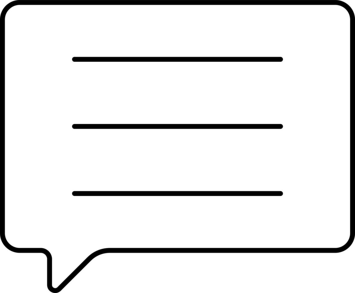 Black Line Art Illustration Of Chat Box Icon vector