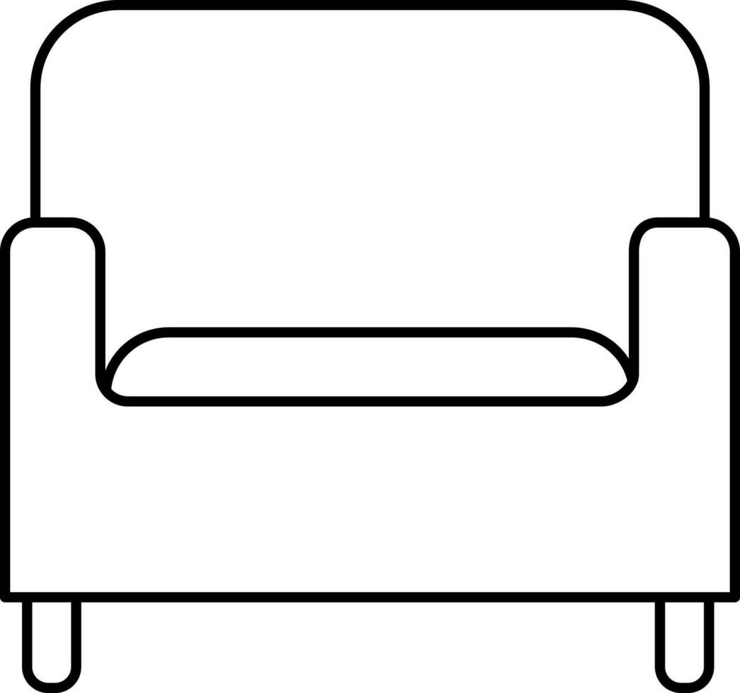 Sofa Chair Flat Icon In Black Thin line Art. vector