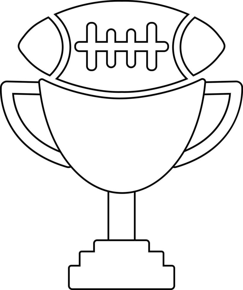 Rugby ball decorated black line art sport trophy cup award. vector