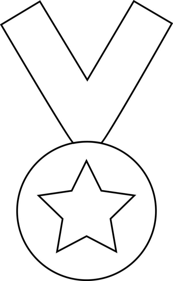 Star decorated medal with ribbon. vector