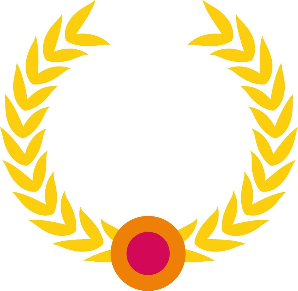 Yellow wreath award circular branches symbol. vector