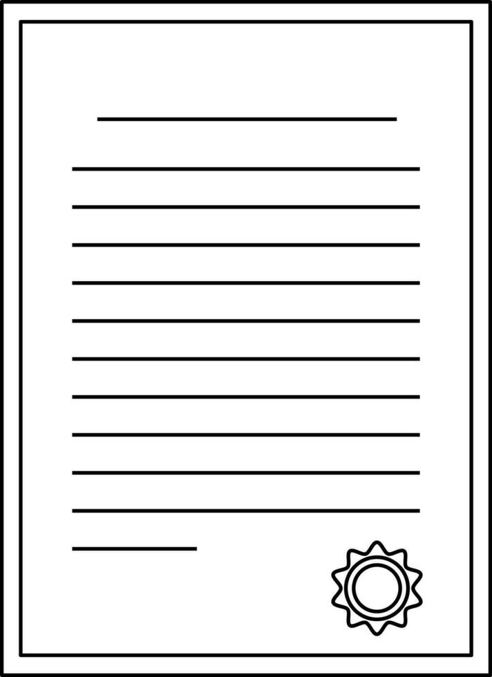 Blank certificate in black line art. vector