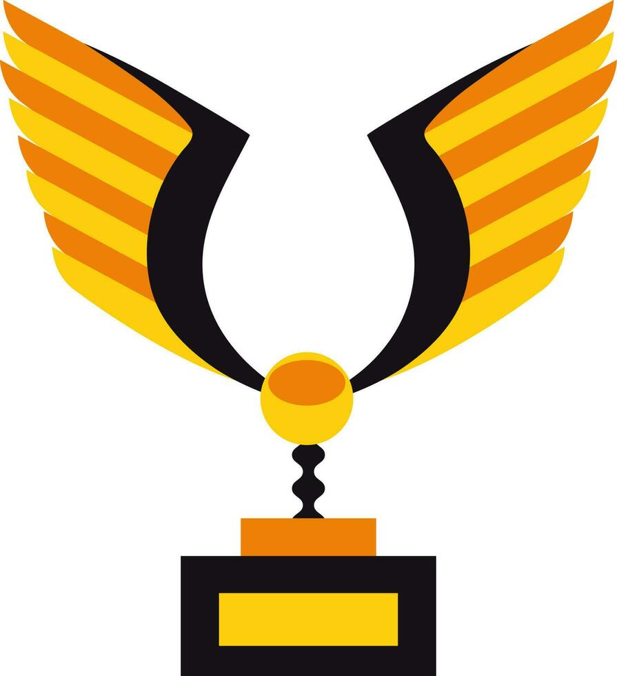 Black and orange wings trophy award. vector