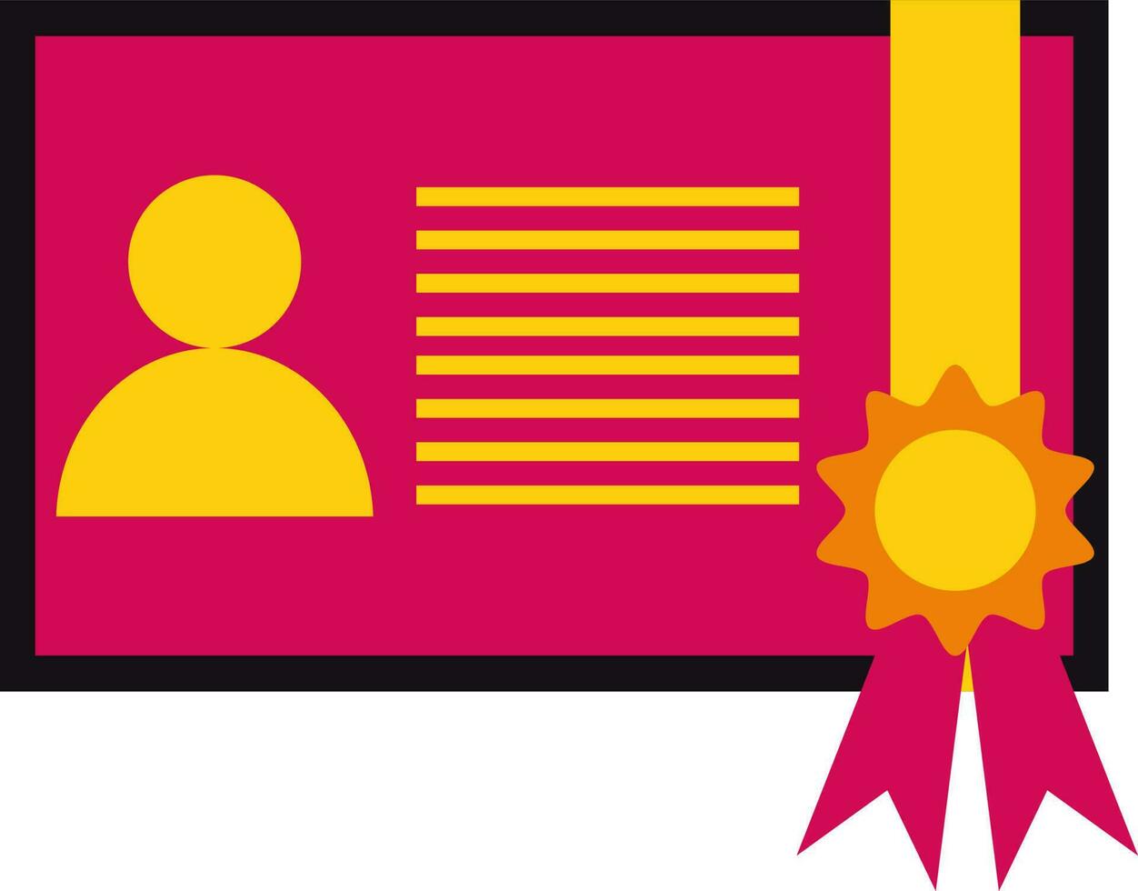 Pink certificate decorated with yellow badge. vector